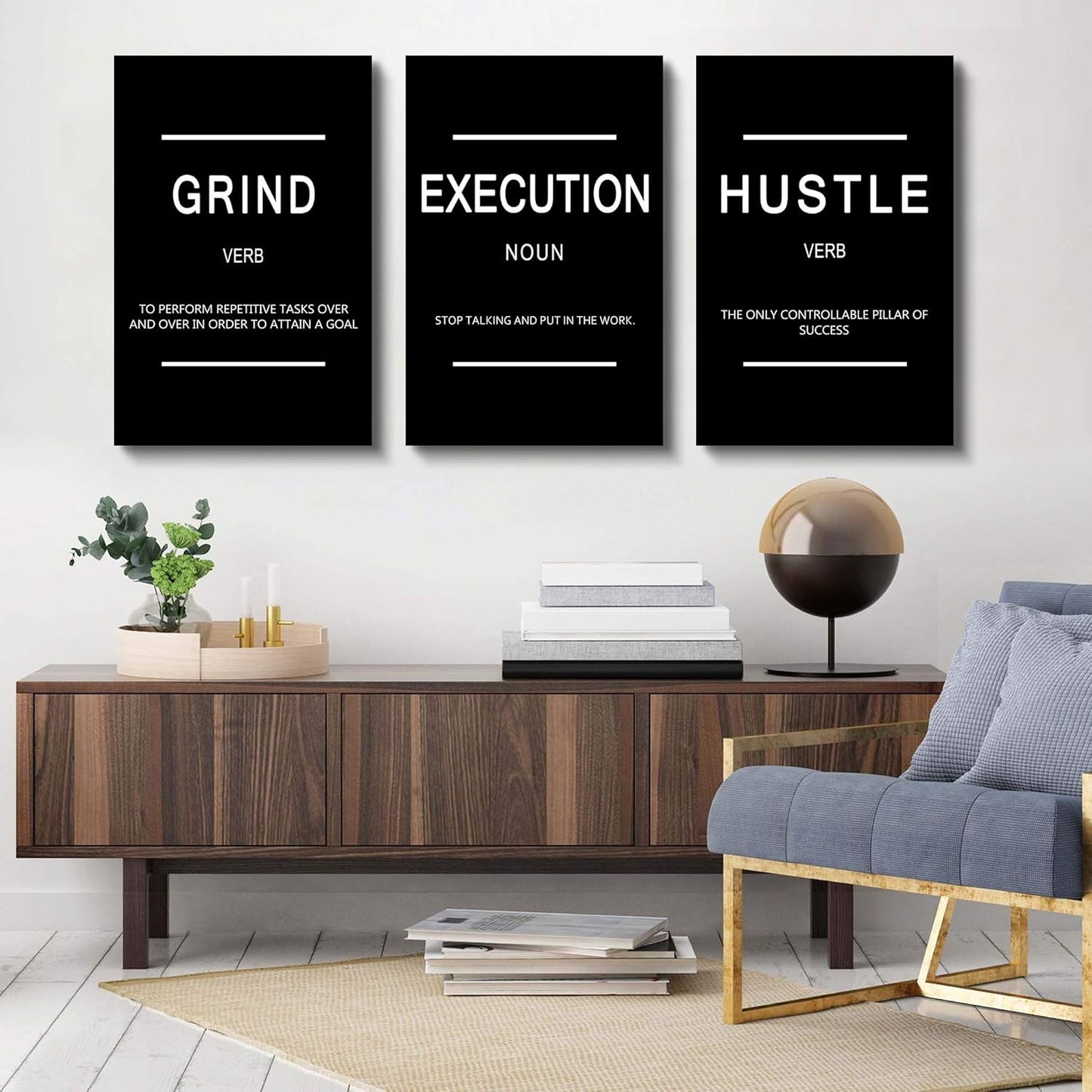 Inspirational Canvas Painting Wall Art -EPHANY ART,Mindset Quotes Prints, Success Framed Entrepreneur Poster Positive Quotes Wall Poster for Home Office Workplace (M-3pcs,12x16inchx3pcs)