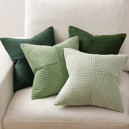 MIULEE Teal Orange Decorative Throw Pillow Covers 18x18 Inch Set of 4 Boho Corduroy Striped Cushion Cases Modern Farmhouse Patchwork Pillow Cases for Couch Sofa Bedroom Home Decor