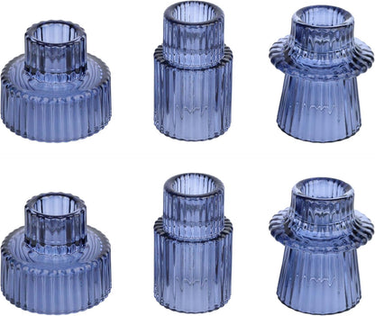 Vixdonos Taper Glass Candlestick Holders Tealight Candle Holders for Table Centerpieces, Wedding Decor and Dinner Party (6 Pcs, Green)