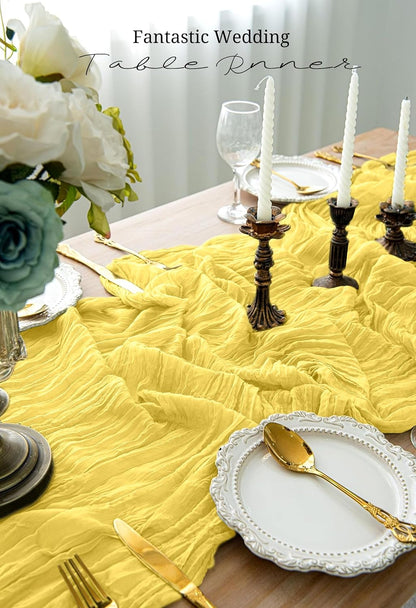10 Pack Beige Cheesecloth Table Runner 17x108 Inch Boho Gauze Cheese Cloth Table Runners for Wedding Party Baby Shower Birthday Home Decor
