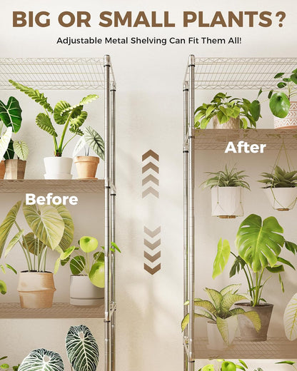 GENTINGBRO Plant Stand Indoor Outdoor 63" Tall Plant Shelf for Plants 14-Tier Large Plant Sheves for Living Room Heavy Duty Plant Rack Garden Balcony Patio Hanging Planter