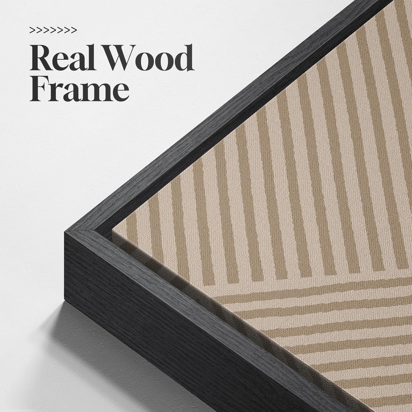 Large Framed Neutral Abstract Wall Art for Living Room, 3 Piece Modern Canvas Prints Paintings Artwork for Walls, Black and Beige Pictures for Living Room Hallway Stair Office Wall Decor 24x36 Inch