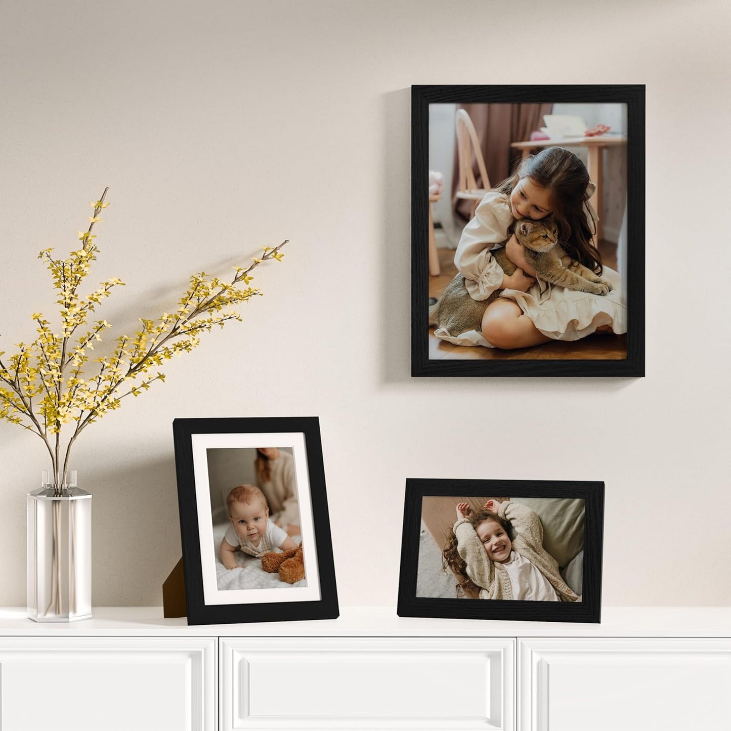 Vittanly 20 Pack Picture Frames Collage Wall Decor, Multi Sizes Including 4pcs 8x10, 8pcs 5x7 and 8pcs 4x6 Photo Frames, Gallery Frame Set for Wall or Tabletop Display, Black, Brown and Dark Grey