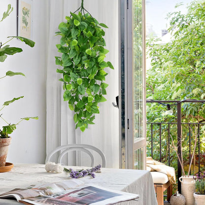 Waipfaru 4Pcs Fake Hanging Plants 2.7ft Fake Plants Eucalyptus Leaves UV Resistant Fake Vines Ivy Artificial Plants Outdoor Faux Plants Indoor Bedroom Living Room Boho Wall Porch Shelf Decor