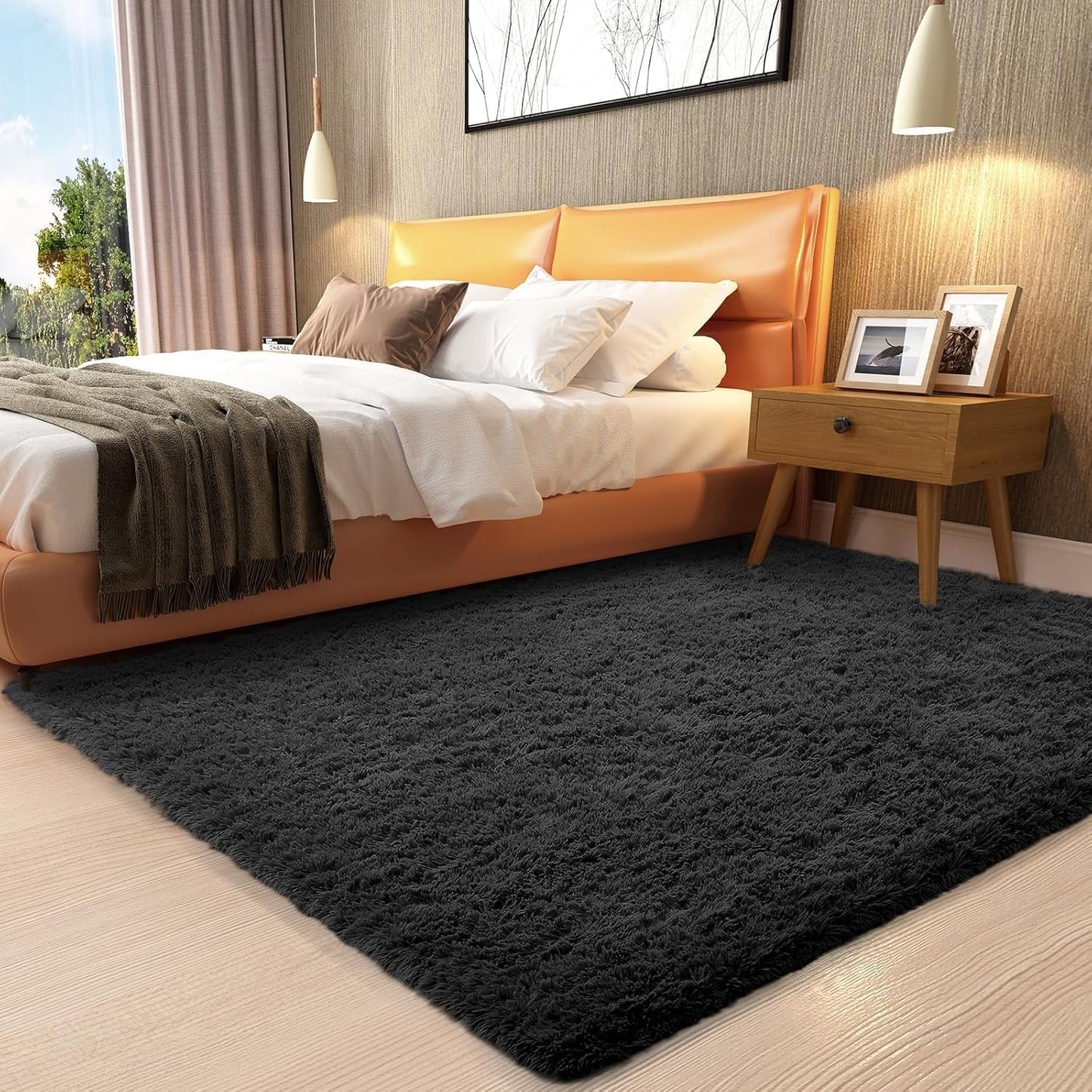 Ophanie Round Rugs 5Ft Ivory Circle Area Rug, Nursery Room Decor, Christmas Aesthetic Bedroom Home Circular Carpet 5 Foot, Fluffy Fuzzy Shag Plush Cream Living Room Rugs for Kids Boys Girls Teen Baby