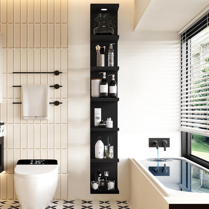LitaEther Versatile 7 Tier Wall Shelf Unit,White Lack Wall Shelf,Display Floating Shelf with LED Remote Control Light