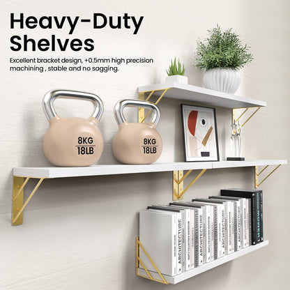 BAYKA Wall Mounted Floating Bathroom Shelves, Wood Wall Shelf for Bathroom Essentials & Decor, Space-Saving Display & Organizer (Black, Set of 4)