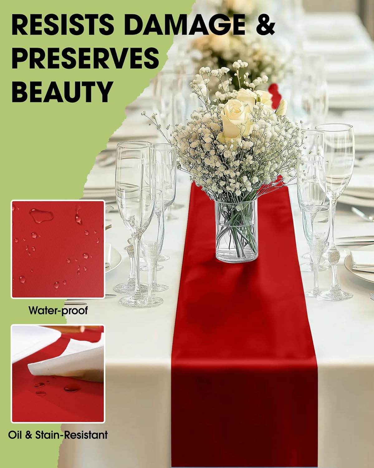 Pureegg Gold Plastic Table Runners - 10 Pack, 14'' x 108'', Water Resistant & Disposable Centerpiece Decorations for Table Cloth, Wedding, Birthday, Holiday, Baby Shower, Party, Home Decor