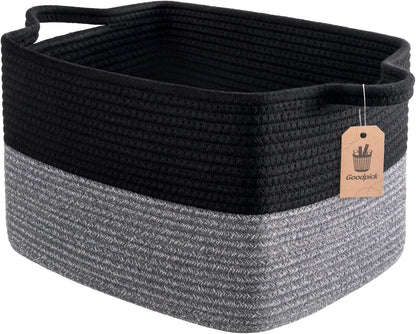 Goodpick Cube Storage Bins - Towel, Book, Cloth, Shoes, Closet Shelf Woven Baskets for Office, Baby Laundry, Toys, 13''x10''x9''