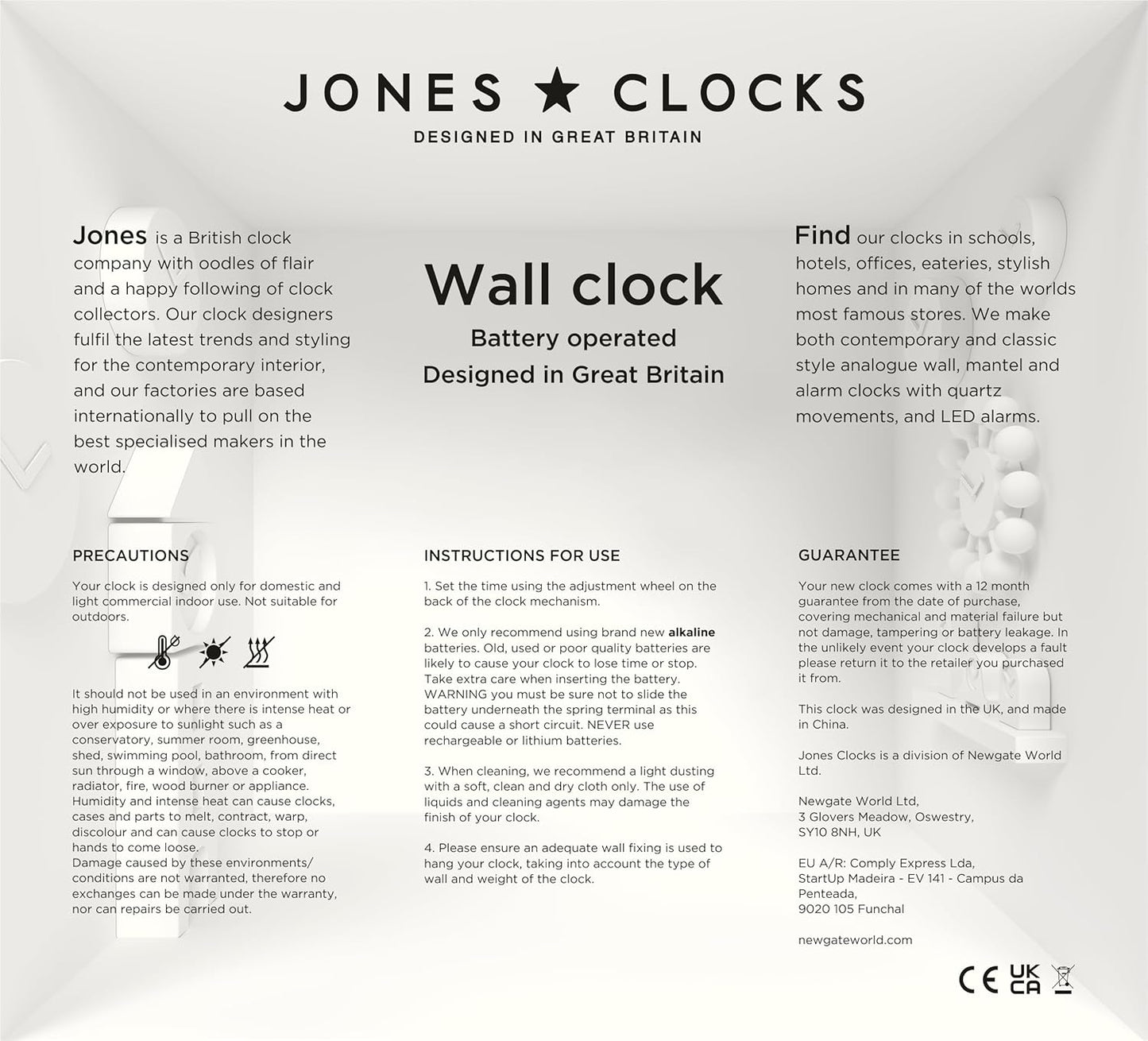 JONES CLOCKS® Movie wall Clock | Retro Rectangular Clock | 10 inch | Orange | Cool mid-Century Designer Look for Kitchen, Living Room or Office