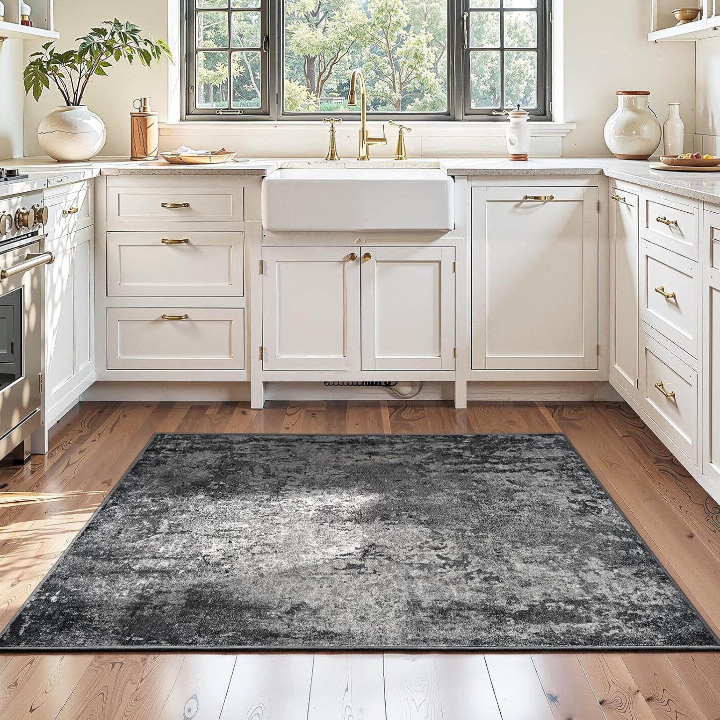 Ompaa 2x6 Rug Runners for Hallways Kitchen Runner Rug Non Slip Washable Grey Long Runner Rugs with Rubber Backing Soft Abstract Carpet Runner for Hallways, Kitchen, Bedroom, Bathroom, Entryway - Colors B