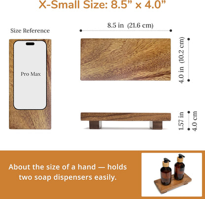Large 16" Acacia Wood Riser Pedestal Stand – Farmhouse Wood Display Riser for Kitchen and Bathroom Décor - Counter Display, Plant Stand, Jewelry Holder, Vanity Tray, Candle Stand (L:16"x8"x1.57")