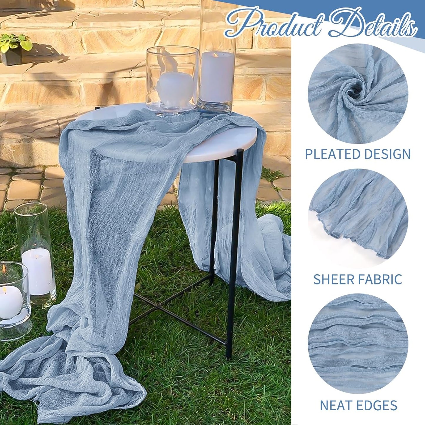 10 Pack Beige Cheesecloth Table Runner 17x108 Inch Boho Gauze Cheese Cloth Table Runners for Wedding Party Baby Shower Birthday Home Decor