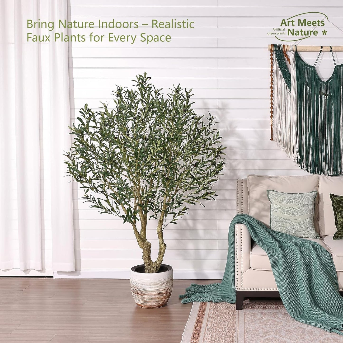 Verinatural Olive Tree Artificial Indoor 6ft - UV Resistant Large Fake Plants - Realistic Faux Olive Tree in Pot - Tall Artificial Plants Outdoor for Home, Patio, Living Room, Office Decor,VN138