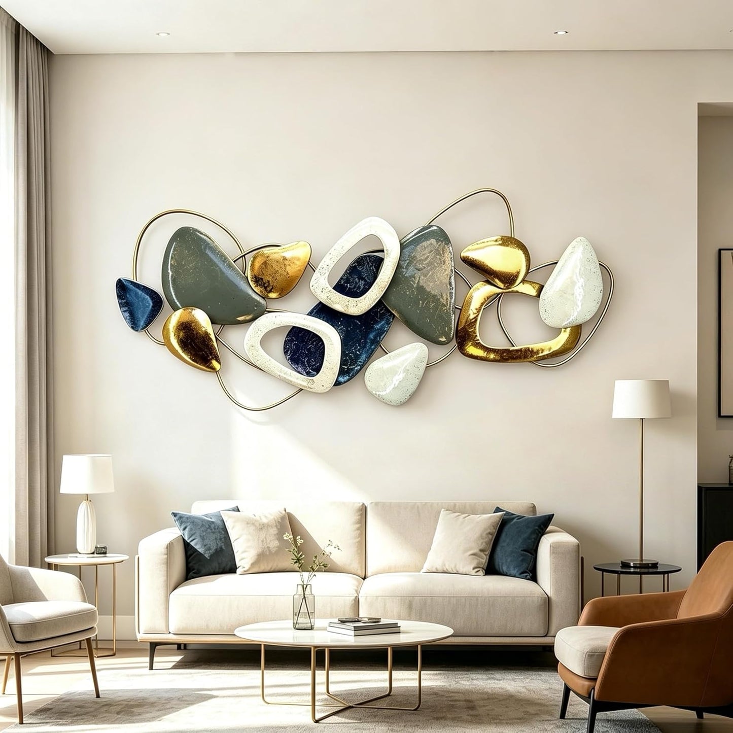 Roivikis Large Metal Wall Art Decor, 3D Abstract Lotus Leaves Wall Handcrafted Modern Decoration for Indoor Outdoor for Living Room, Bedroom, Entryway 52" x 24"