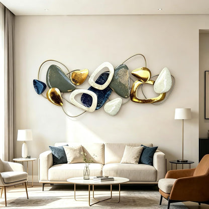 Roivikis Large Metal Wall Art Decor, 3D Abstract Lotus Leaves Wall Handcrafted Modern Decoration for Indoor Outdoor for Living Room, Bedroom, Entryway 52" x 24"