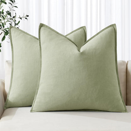 MIULEE Decorative Linen Euro Sham Pillow Covers 26x26 Cream White Boho Farmhouse Neutral Couch Throw Pillows for Bed Pack of 2 Accent Modern Pillowcase Sofa Livingroom Home Decor