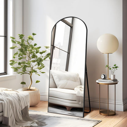 NicBex Full Length Mirror with Stand, 56"x19" Aluminum Alloy Frame Floor Mirror, Black, Shatter-Proof Glass - Free Standing, Leaning Against Wall or Wall-Mounted, for Bedroom Living Room Dressing Room