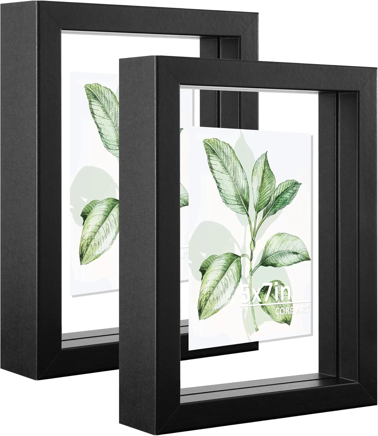 CORE ART 8x10 Floating Picture Frame,Double Plexglass Floating Frame for 5x7,4x6 Pictures,Wall or Tabletop Display,Black