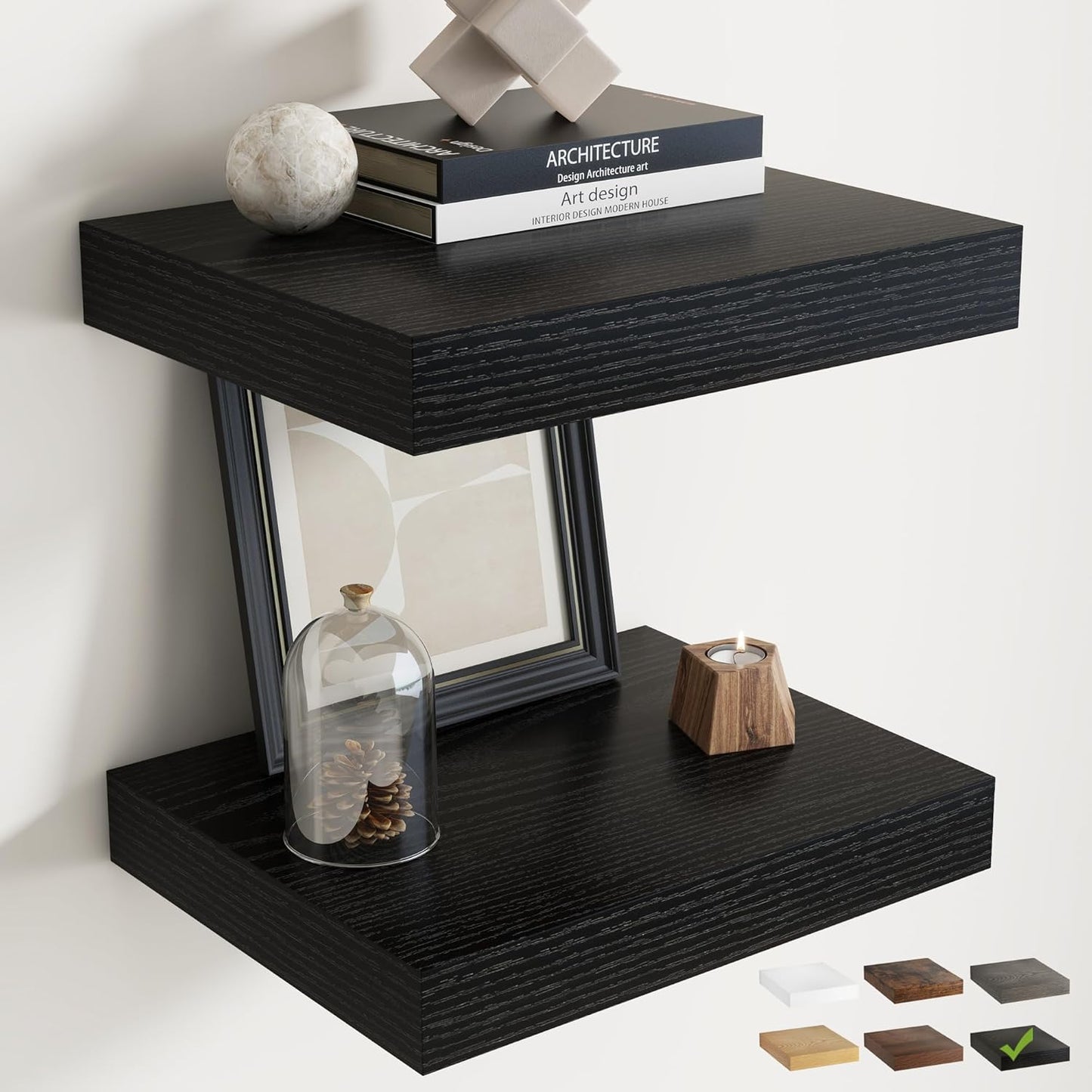 72 Inch Long Floating Shelves for Wall Set of 2, 12"D Wood Grain Bathroom Shelves with Invisible Brackets, Easy Install Engineered Wood Storage Shelves for Kitchen, Living Room, Bedroom, Black Finish