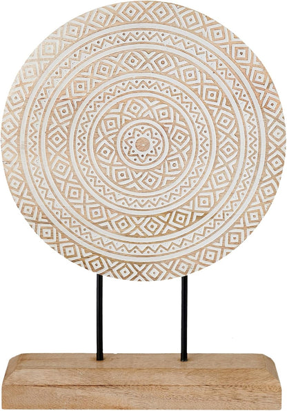 Housewarming Gifts Farmhouse Table Sculpture Home Decor Statue Mandala Carved for Modern Home 10" x 14", Living Room, Fireplace Mantel Shelf, Table and Entryway Decor Stand (Design 1)