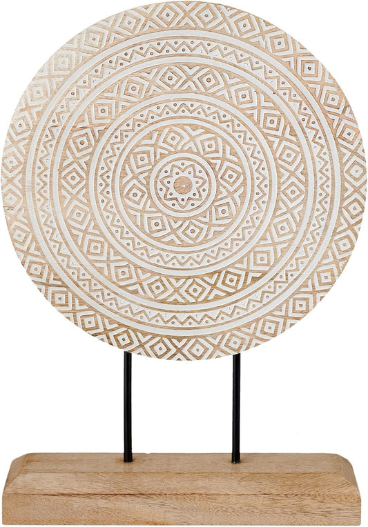 Housewarming Gifts Farmhouse Table Sculpture Home Decor Statue Mandala Carved for Modern Home 10" x 14", Living Room, Fireplace Mantel Shelf, Table and Entryway Decor Stand (Design 1)