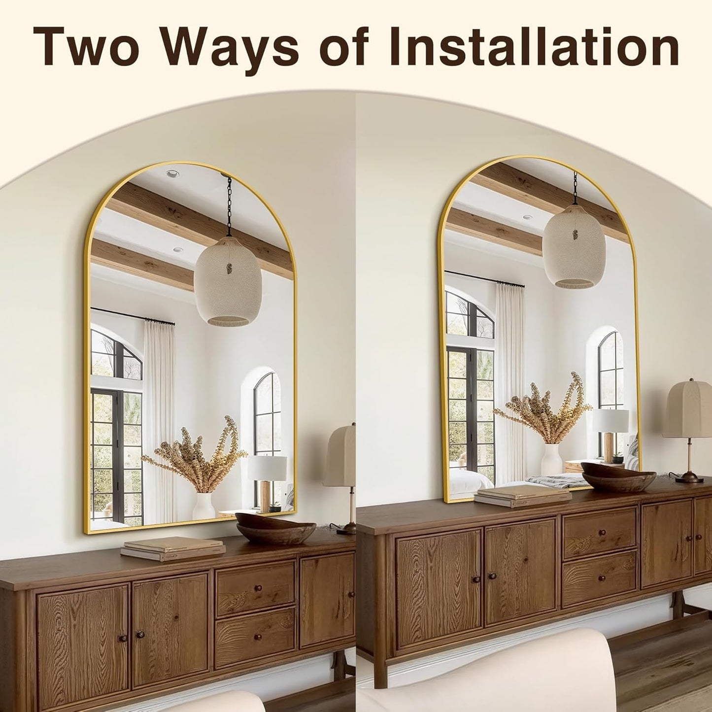 FICTOR Bathroom Mirror for Wall, Arched Vanity Bathroom Mirror for Over Sink, Metal Framed with HD Shatter-Proof Glass for Entryway, Living Room,Bedroom(2 Pack 24” x 36”, Black)