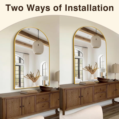 FICTOR Bathroom Mirror for Wall, Arched Vanity Bathroom Mirror for Over Sink, Metal Framed with HD Shatter-Proof Glass for Entryway, Living Room,Bedroom(2 Pack 24” x 36”, Black)