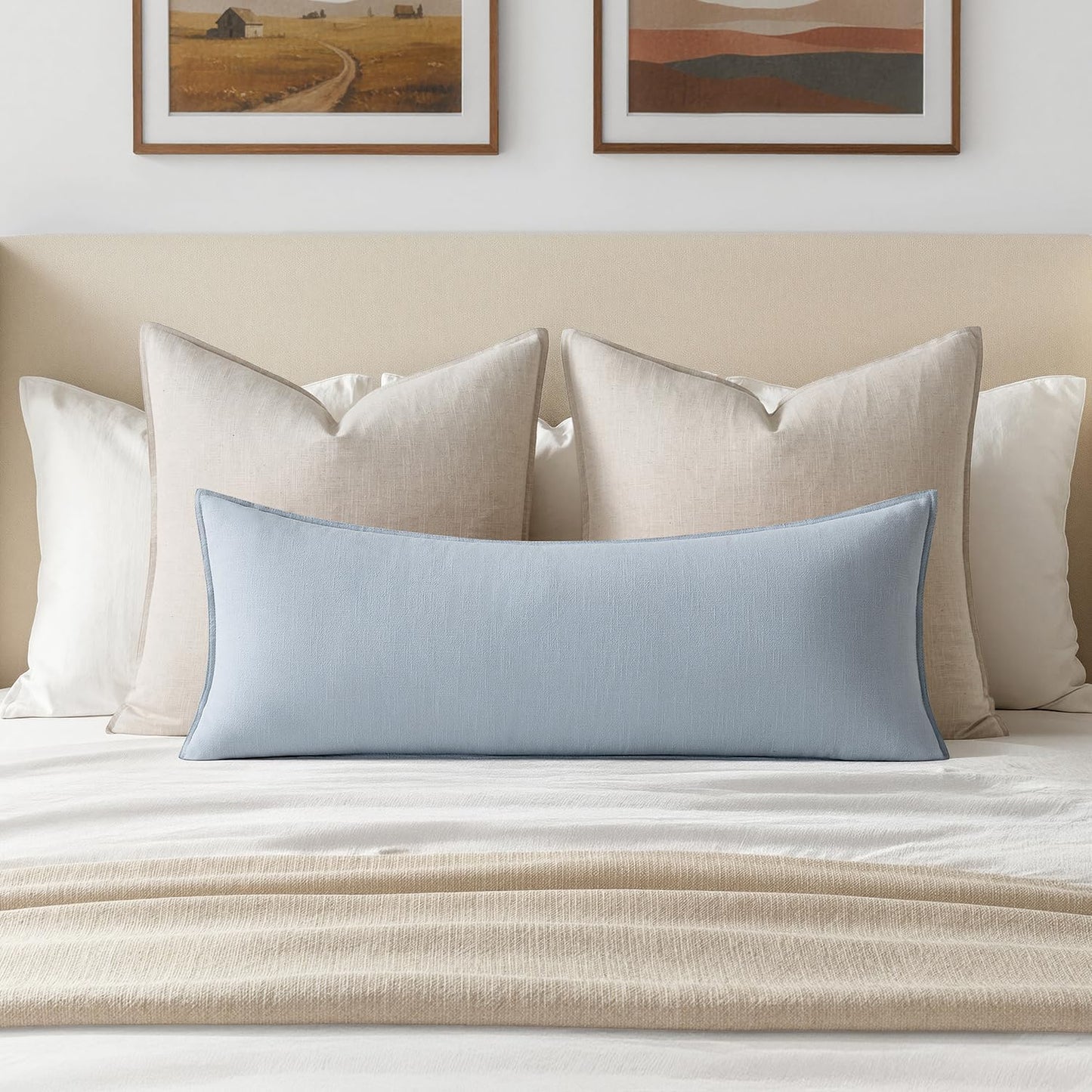 MIULEE Decorative Long Lumbar Throw Pillow Cover for Bed 14x36 Natural Beige Boho Farmhouse Neutral Couch Pillowcase Pack of 1 Accent Modern Sofa Cushion Livingroom Home Decor (Covers Only)