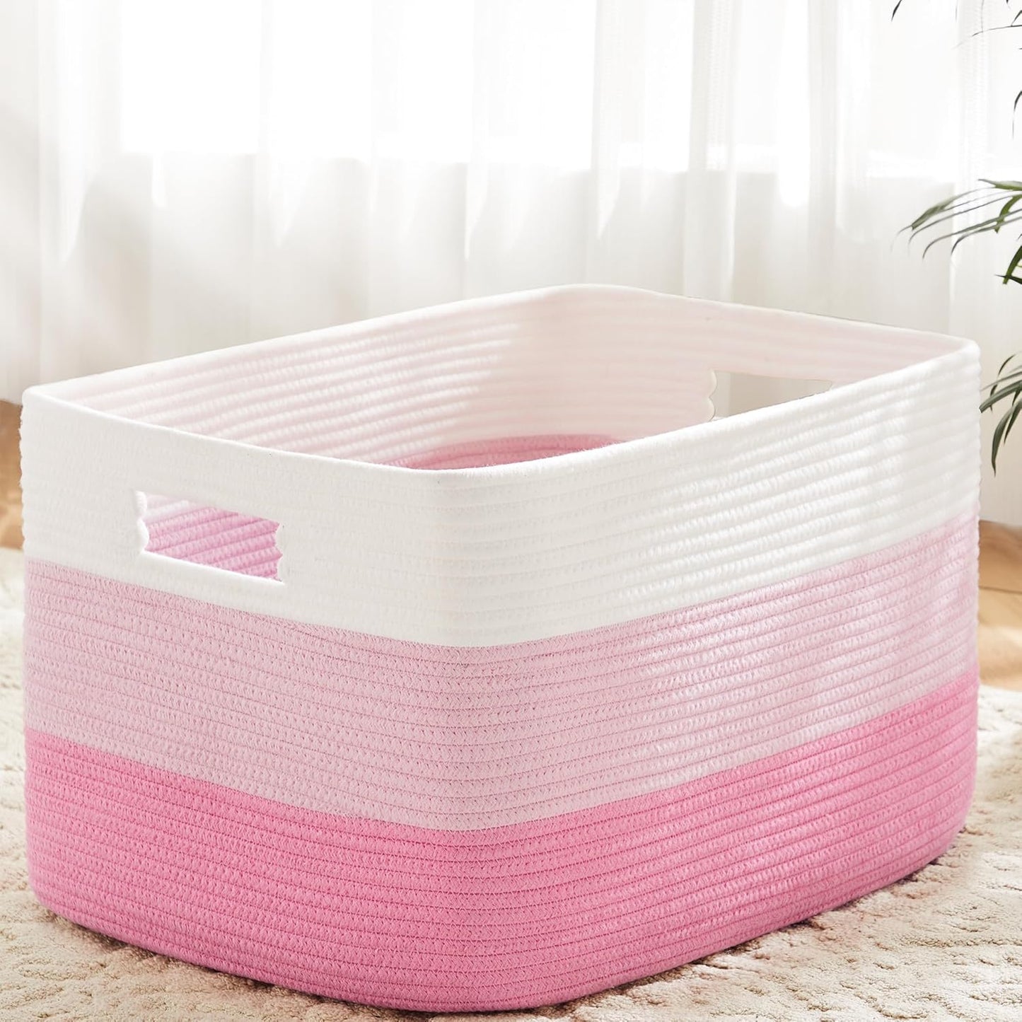 Artfeel Blanket Basket,Rectangle Woven Baskets for Storage,65L Laundry Basket for Decorative Nursery Blanket,Toys,Dirty Clothes and Magazine in Shelves,Baby Room,and Living Room