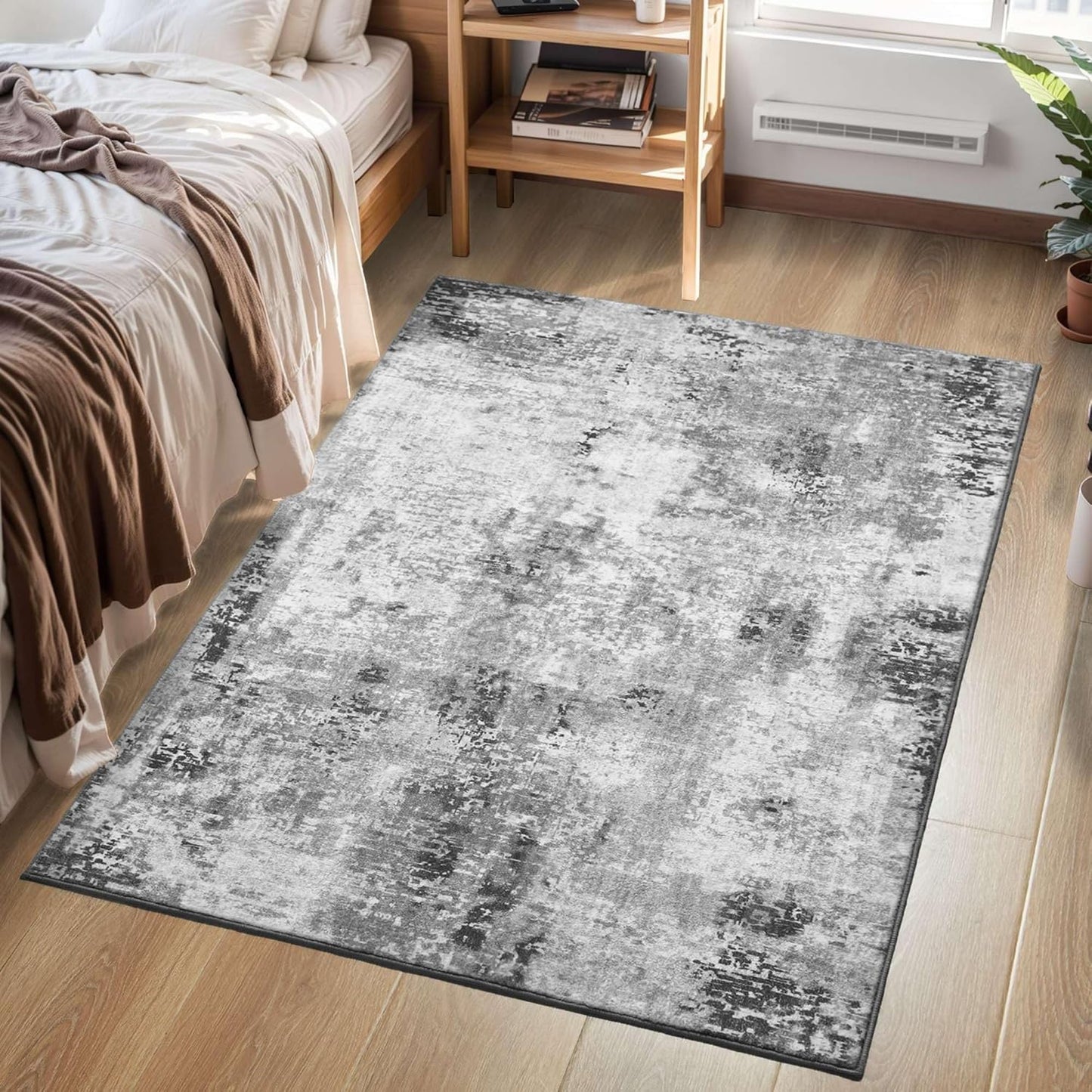 Ompaa 2x6 Rug Runners for Hallways Kitchen Runner Rug Non Slip Washable Grey Long Runner Rugs with Rubber Backing Soft Abstract Carpet Runner for Hallways, Kitchen, Bedroom, Bathroom, Entryway - Colors A