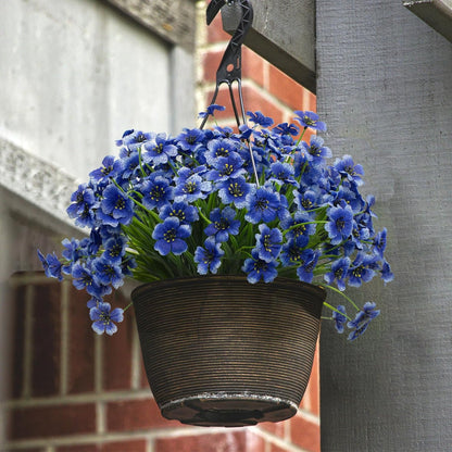 LikSoor 21 Bundles Artificial Outdoor UV Resistant Flowers No Fade Fake Outside Flowers Plastic Greenery Faux Shrubs Garden Porch Window Box Home Decoration(Purple)