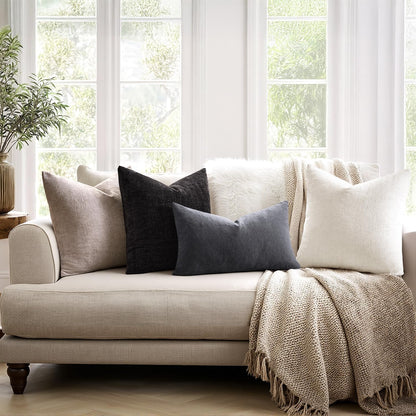 MIULEE Olive Green Couch Pillow Covers 18x18 Inch, Set of 2 Soft Chenille Decorative Square Throw Pillow Covers Farmhouse for Sofa Living Room Bed