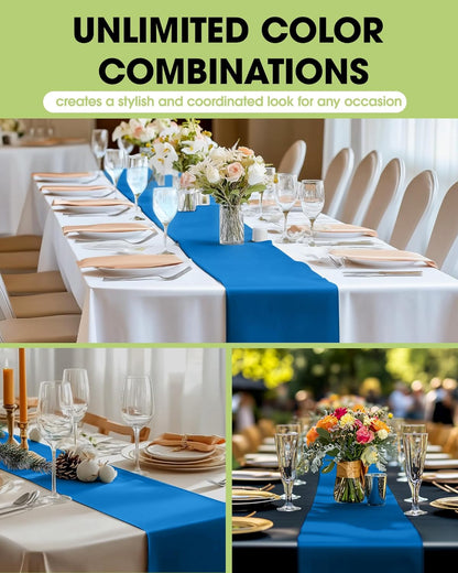 Pureegg Gold Plastic Table Runners - 10 Pack, 14'' x 108'', Water Resistant & Disposable Centerpiece Decorations for Table Cloth, Wedding, Birthday, Holiday, Baby Shower, Party, Home Decor