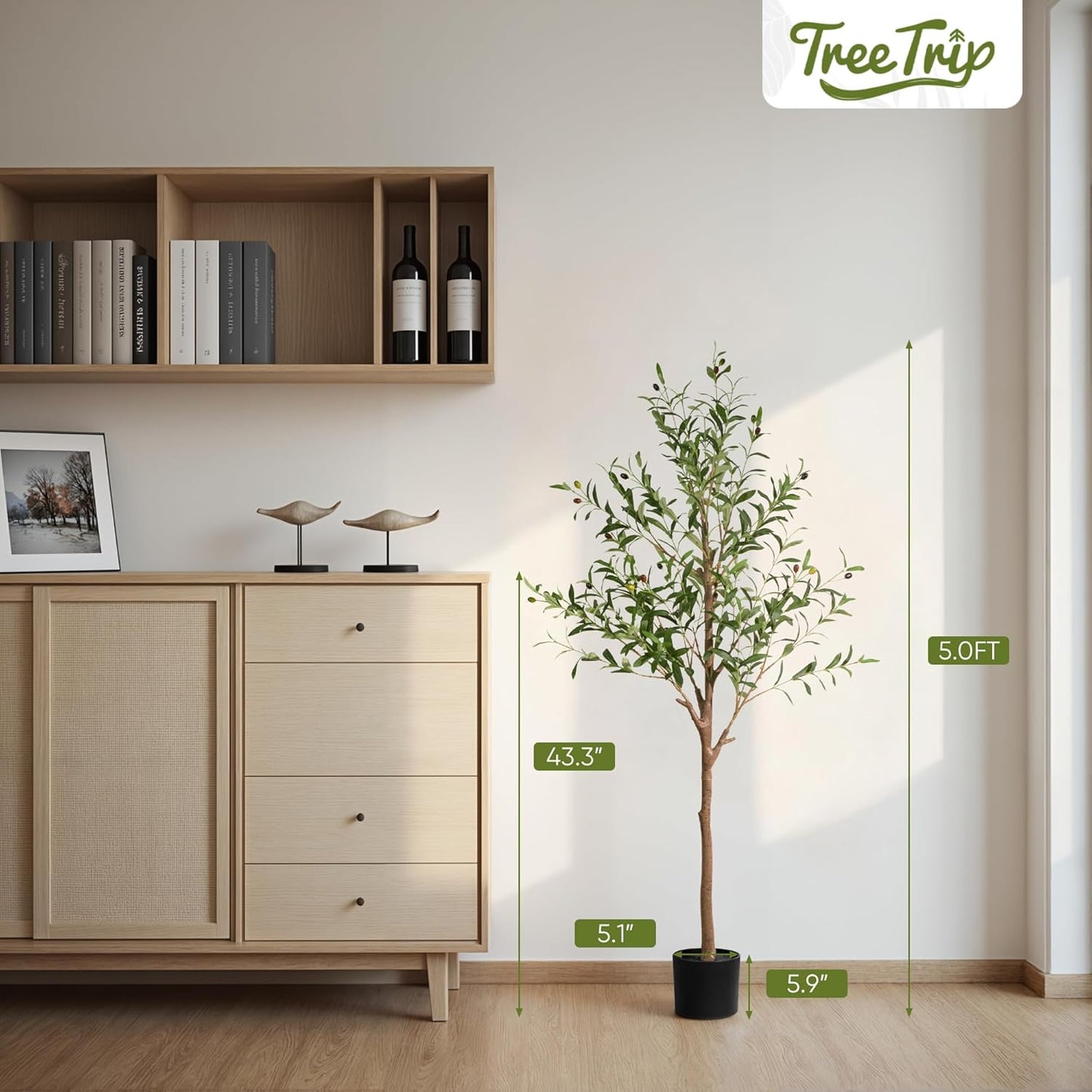 Olive Tree Artificial Indoor, 7 FT Faux Olive Trees with Planter, Fake Tall Plants with Natural Trunk and Lifelike Fruits for Home Office Decor(1, 7FT)
