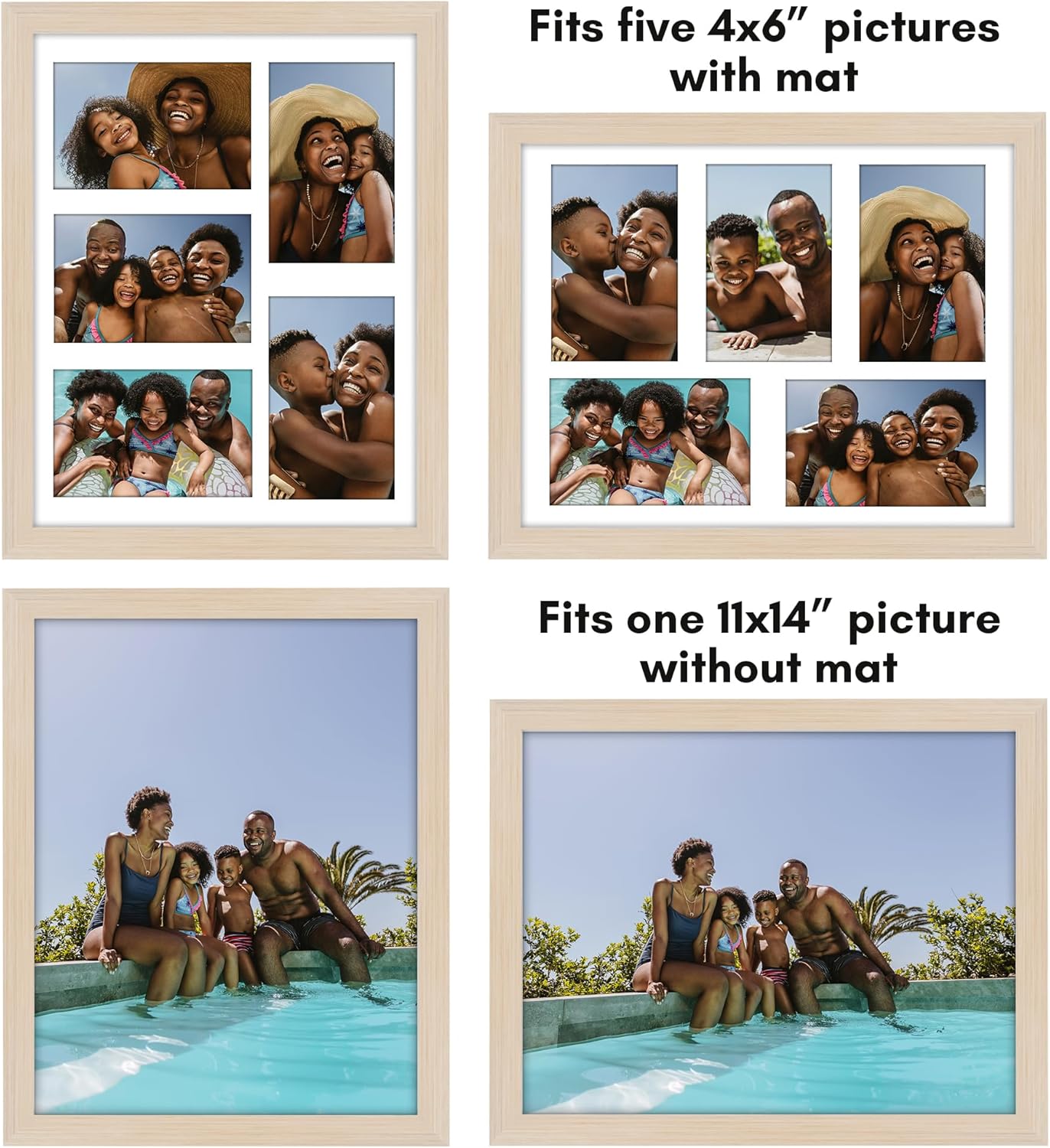 Americanflat 4x6 Collage Picture Frame with Shatter-Resistant Glass - Fits Five 4x6 Photos or Use as One 11x14 Picture Frame - Signature Collection - Collage Frames for Wall Display - Black