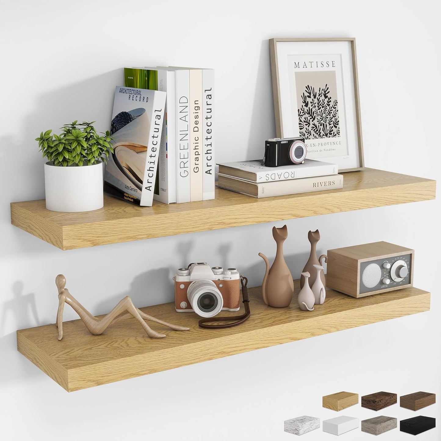 RICHFOCUS 72Inch Floating Shelves for Wall 2 Pack Shelves for Bedroom|Kitchen|Bathroom Wall Mounted Rustic Wood Floating Shelf with Invisible Brackets for Books|Storage|Decor, Rustic Brown