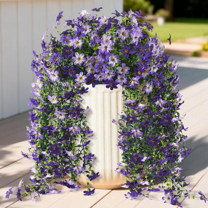 INQCMY Artificial Fake Hanging Flowers Plants for Outdoor Summer Decoration,2 PCS Faux Silk Daisy with Eucalyptus Leaves,UV Resistant Look Real for Outside Home Planter Porch Patio Balcony Yard Decor