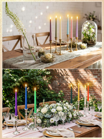 Treela 24 Pcs Flameless Taper Candles Battery Operated Bulk Fake Candles Light LED Candle Sticks Flickering Tapered for Easter Wedding Anniversary Decoration(Basic,11 Inch,Ivory)