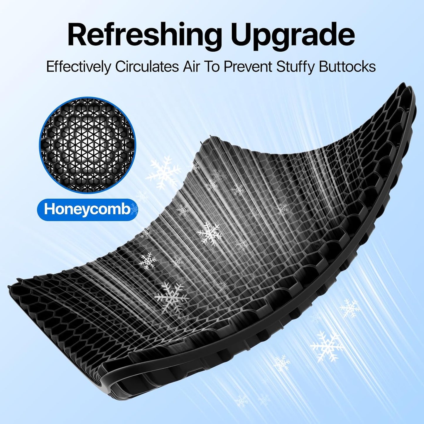 Gel Seat Cushion, Cooling seat Cushion (Super Large & Thick), Breathable Honeycomb Design Absorbs Pressure Points Seat Cushion, Gel Cushion for Office Chair, Home Car seat Cushion for Wheelchair