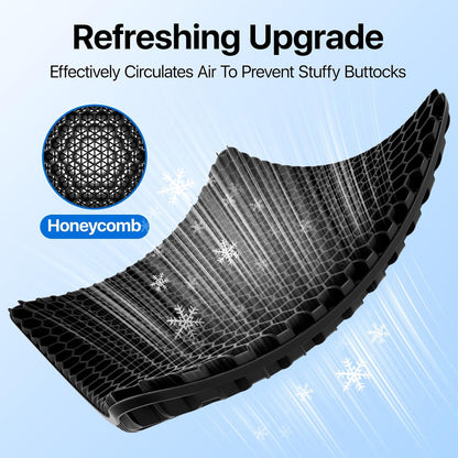 Gel Seat Cushion, Cooling seat Cushion (Super Large & Thick), Breathable Honeycomb Design Absorbs Pressure Points Seat Cushion, Gel Cushion for Office Chair, Home Car seat Cushion for Wheelchair