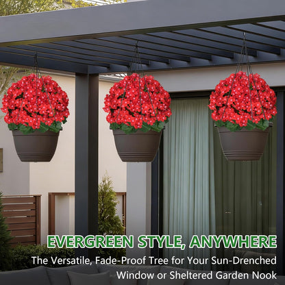 2Pack 4FT Artificial Bougainvillea Topiary Trees for Outdoor, Fake Silk Flowers Plants Bushes with Ground Spike, Faux UV Resistant Shurbs Trees for Outside,Front Porch,Patio,Balcony Decor