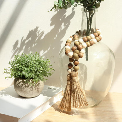 Meplait Wood Bead Garland, 39in Farmhouse Beads with Tassels for Tiered Tray Decor
