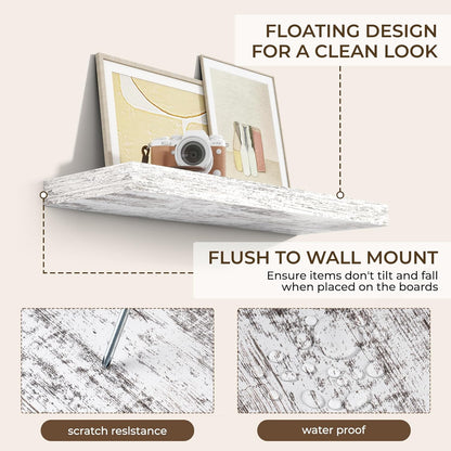 RICHFOCUS 72Inch Floating Shelves for Wall 2 Pack Shelves for Bedroom|Kitchen|Bathroom Wall Mounted Rustic Wood Floating Shelf with Invisible Brackets for Books|Storage|Decor, Rustic Brown