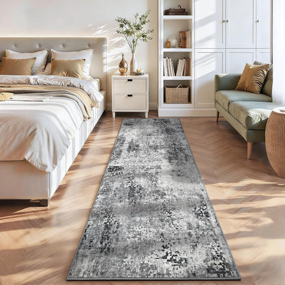 Ompaa 2x6 Rug Runners for Hallways Kitchen Runner Rug Non Slip Washable Grey Long Runner Rugs with Rubber Backing Soft Abstract Carpet Runner for Hallways, Kitchen, Bedroom, Bathroom, Entryway - Colors A