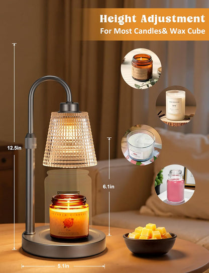 Innqoo Candle Warmer Lamp with Timer, Dimmable Candle Warmer for Jar Candles, Height Adjustable Wax Melts Warmer, Birthday Gifts for Women Mom, House Warming Gifts New Home Decor