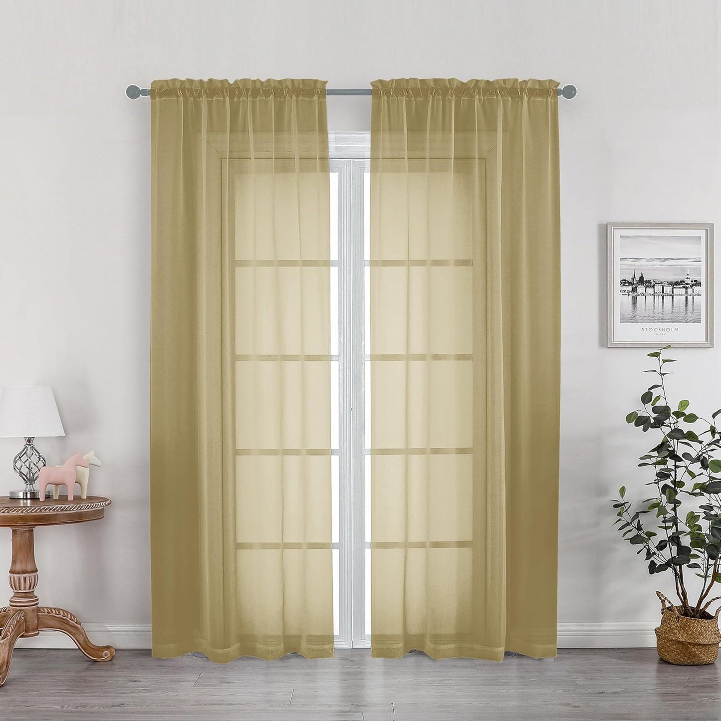 OWENIE Sheer Curtains 84 inches Long 2 Panels Set for Living Room/Bedroom, Rod Pocket Voile Sheer Panel Drapes, White, 2pcs, Each 42" W x 84" L - Colors B