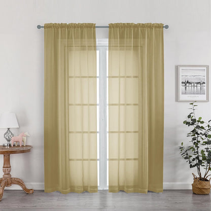 OWENIE Sheer Curtains 84 inches Long 2 Panels Set for Living Room/Bedroom, Rod Pocket Voile Sheer Panel Drapes, White, 2pcs, Each 42" W x 84" L - Colors B