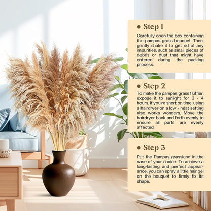 Pasuvsigt 12pcs 40'' Dried Pampas Grass Decor - Tall-Large Pampas Grass - Natural Beige - Boho Home Decor