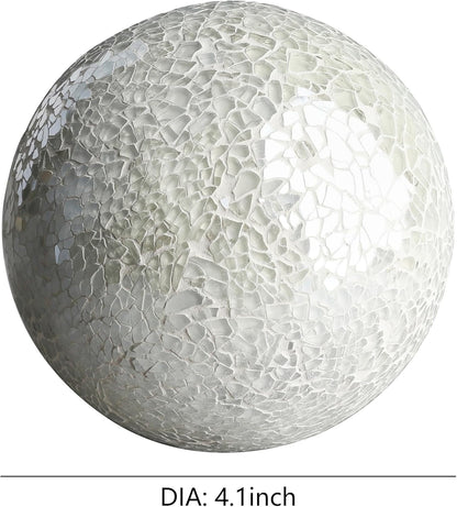 Decorative Mosaic Glass Orbs, 4 Inch Diameter, Set of 3 Sphere Balls, Rose Gold (Gold)